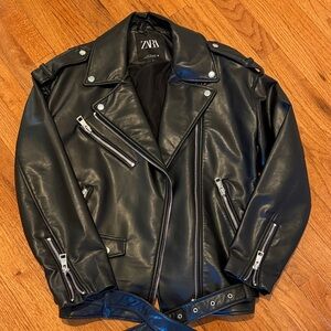 Zara oversized faux leather jacket.
